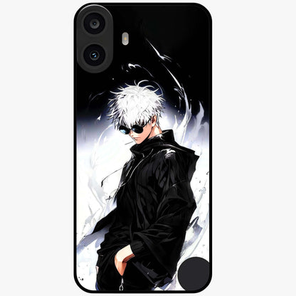 Limitless Shadow King Glass Case showing flat back view with powerful shadow warrior artwork and glossy glass finish.