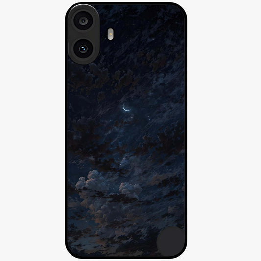 Lunar Veil Silence Glass Case showing flat back view with mystical moon veil artwork and glossy glass finish.