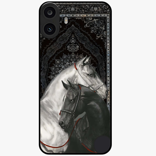 Majestic Ride Legacy Glass Case showing flat back view with powerful automotive inspired artwork and glossy glass finish.