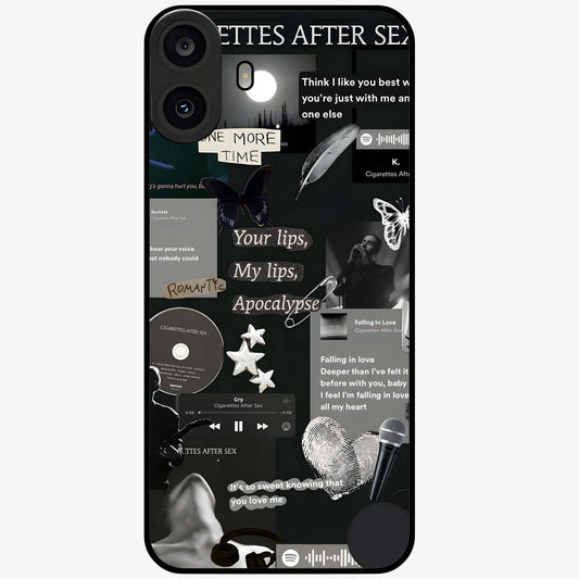 Midnight Love Echo Glass Case showing flat back view with romantic midnight themed artwork and glossy glass finish.