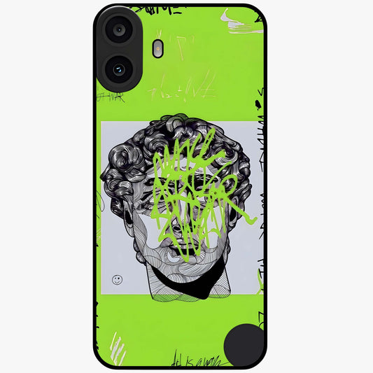 Neo Graffiti Rebellion Glass Case showing flat back view with vibrant graffiti artwork and glossy glass finish.