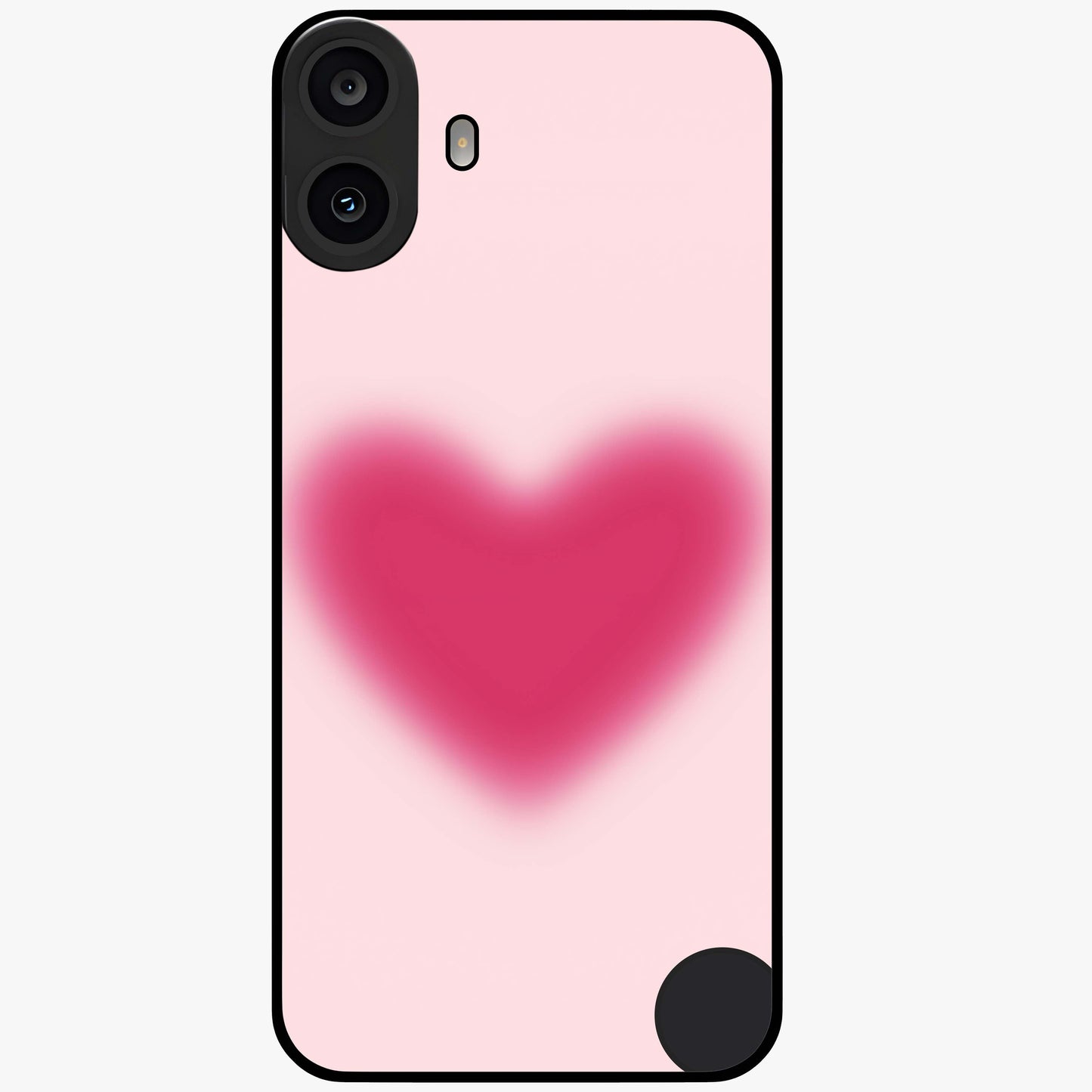Pink Aura Heart Glass Case showing flat back view with glowing heart artwork and glossy glass finish.
