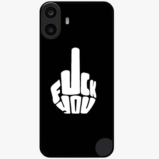 Rebel Mode On Glass Case showing flat back view with bold rebellious typography artwork and glossy glass finish.