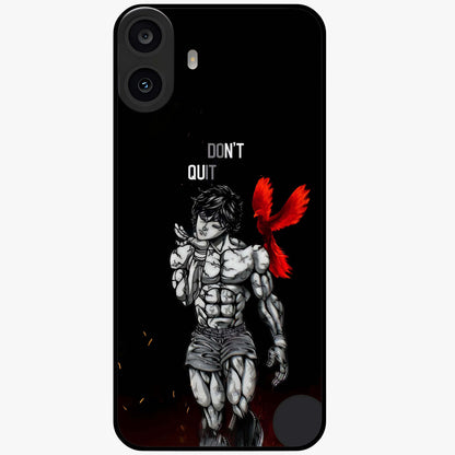 Rise Beyond Limits Glass Case showing flat back view with motivational typography artwork and glossy glass finish.