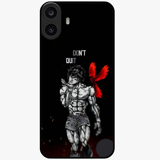 Rise Beyond Limits Glass Case showing flat back view with motivational typography artwork and glossy glass finish.