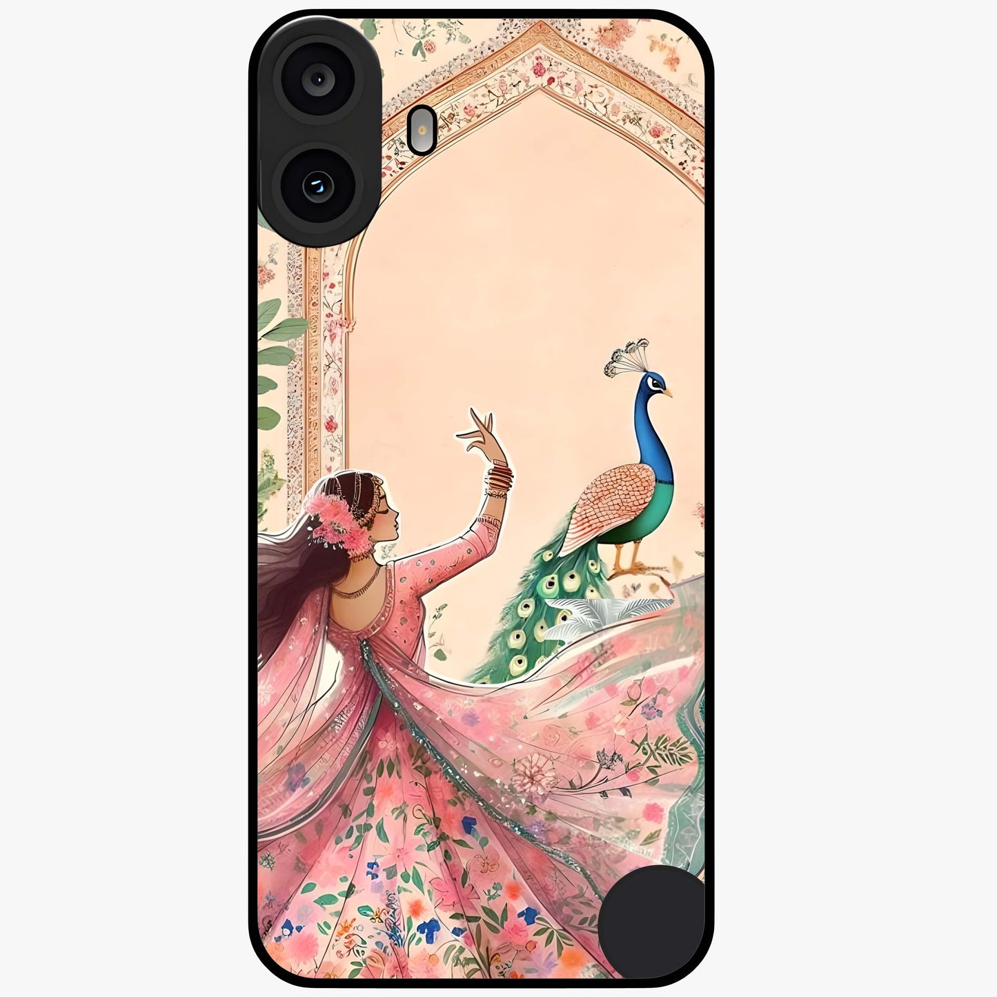 Royal Grace Muse Glass Case showing flat back view with elegant artistic artwork and glossy glass finish.