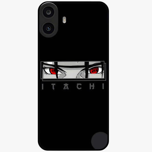 Scarlet Gaze Dominance Glass Case showing flat back view with striking red themed artwork and glossy glass finish.