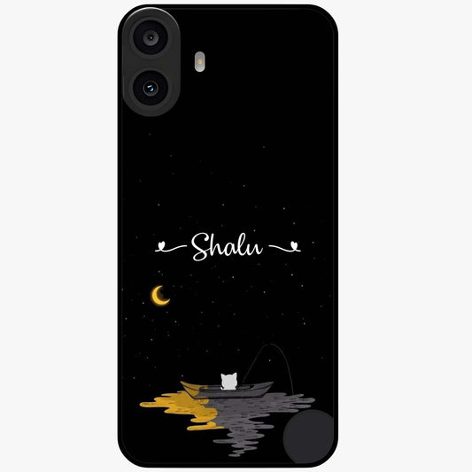 Silent Night Row Glass Case showing flat back view with calm night themed artwork and glossy glass finish.