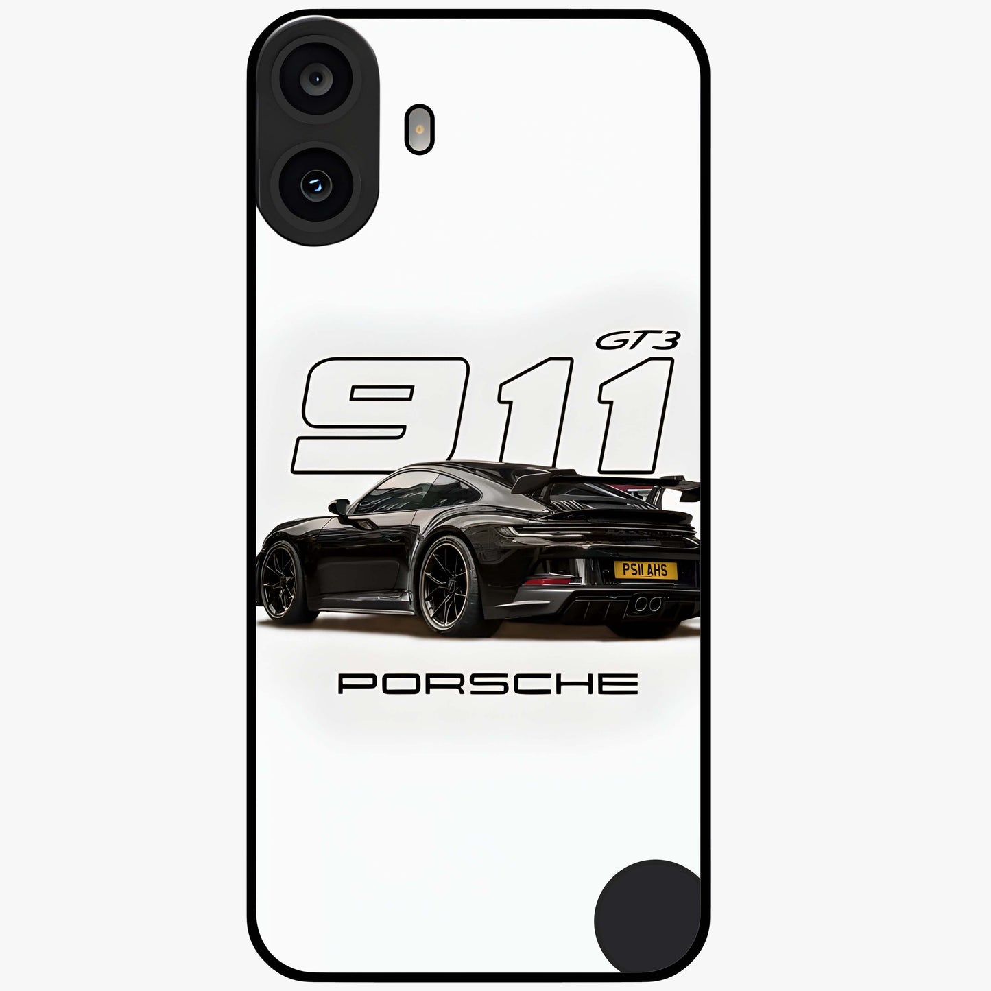 Turbo Legacy Icon Glass Case showing flat back view with iconic sports car inspired artwork and glossy glass finish.