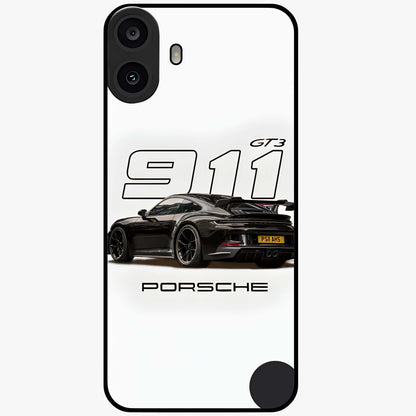 Turbo Legacy Icon Glass Case showing flat back view with iconic sports car inspired artwork and glossy glass finish.
