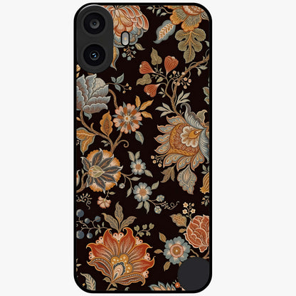 Vintage Floral Dream Glass Case showing flat back view with classic floral artwork and glossy glass finish.