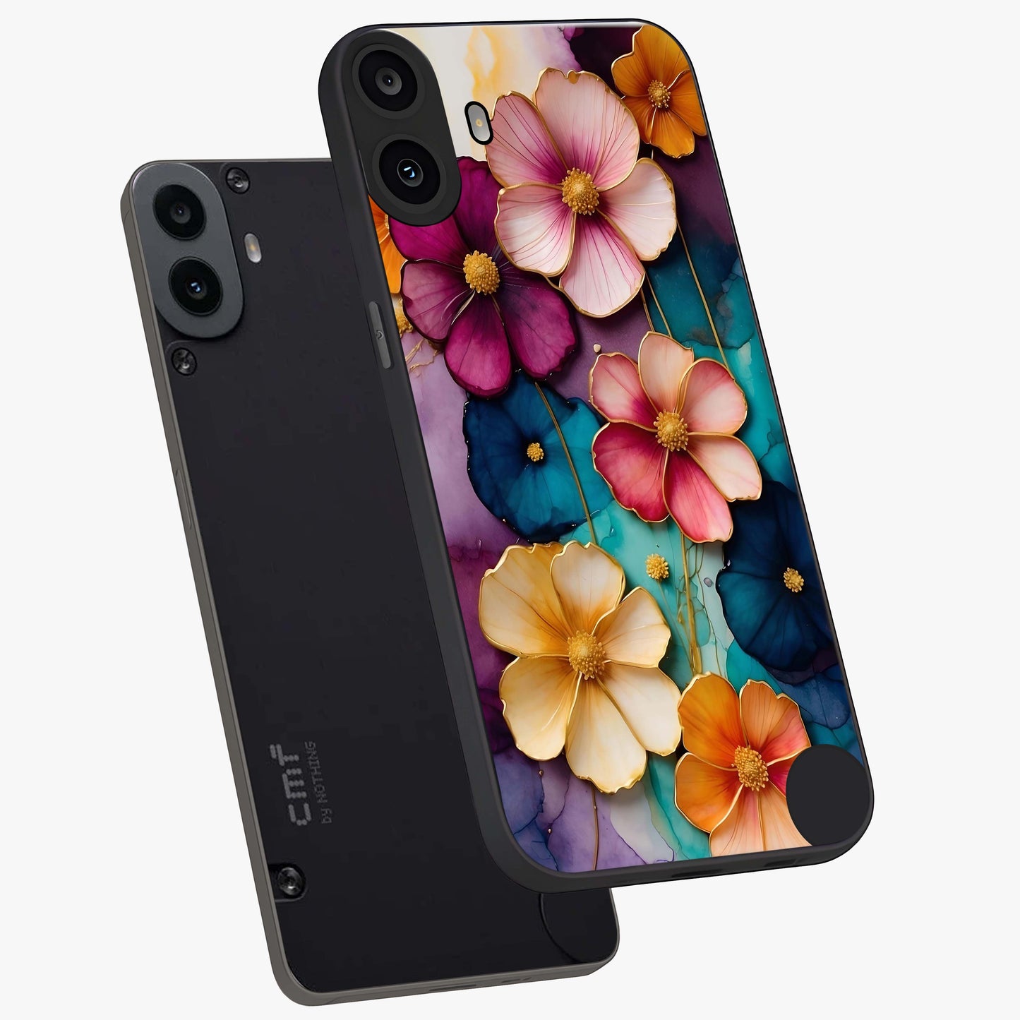 Artlyn Grace Flower Pattern Glass Case displayed in angled mockup highlighting delicate flower pattern design and smooth glass surface.