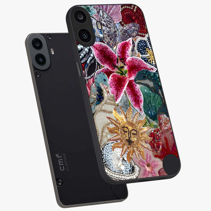 Beaded Garden Fantasy Glass Case displayed in angled mockup highlighting fantasy inspired floral bead pattern.