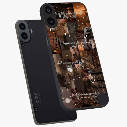 Bittersweet Aesthetic Chaos Glass Case displayed in angled mockup highlighting expressive abstract artwork and edgy aesthetic theme.