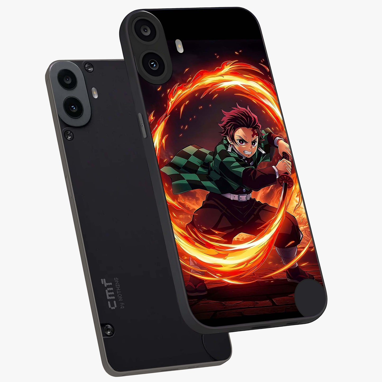 Blazing Sword Resolve Glass Case displayed in angled mockup highlighting powerful sword illustration and bold fantasy theme.