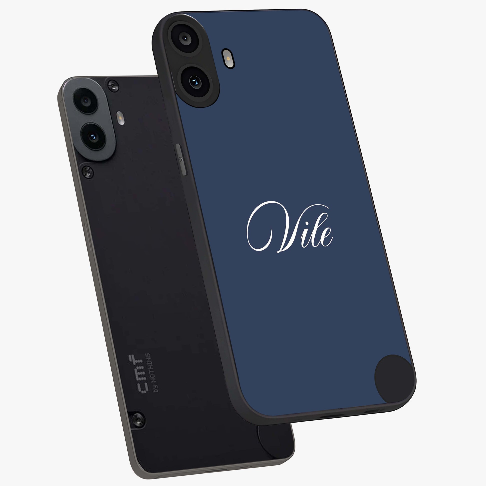 Blue Vintage Floral Pattern Glass Case showing flat back view with elegant vintage floral artwork and glossy glass finish.