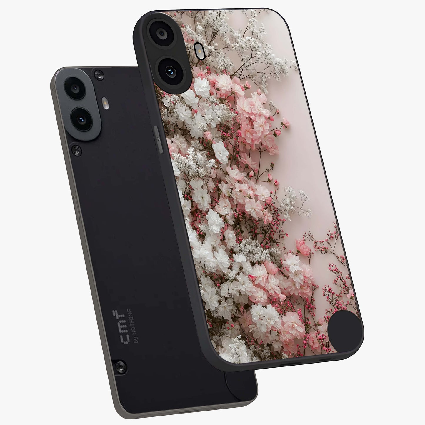 Blush Blossom Cloud Glass Case displayed in angled mockup highlighting soft cloud and blossom design with pastel aesthetic.