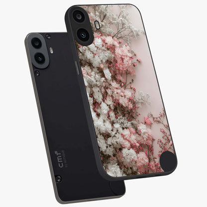 Blush Blossom Cloud Glass Case displayed in angled mockup highlighting soft cloud and blossom design with pastel aesthetic.