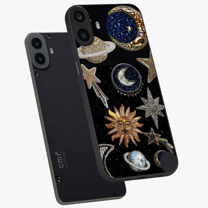 Celestial Gem Constellations Glass Case displayed in angled mockup highlighting gemstone inspired constellation design.