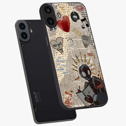 City Dream Sketch Glass Case displayed in angled mockup highlighting minimal city illustration with aesthetic sketch style.