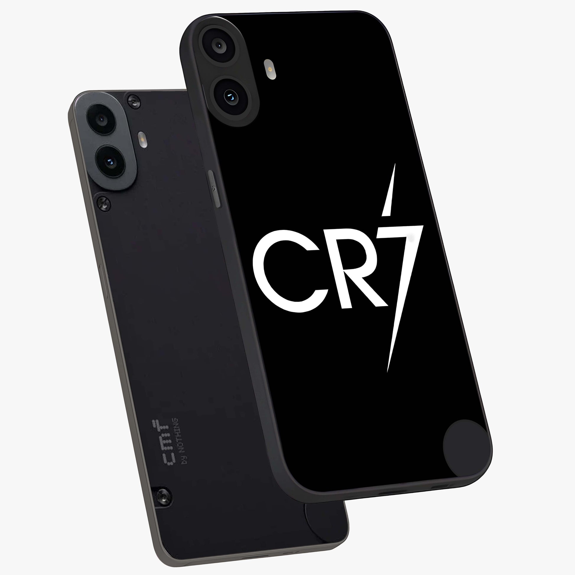 Cr7 Elite Strike Glass Case displayed in angled mockup highlighting powerful sports graphic with bold athletic theme.