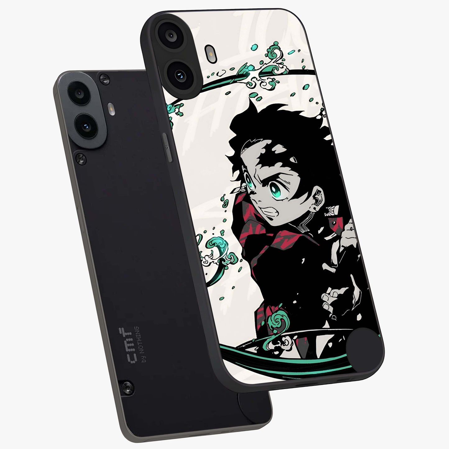 Demon Slayer Glass Case displayed in angled mockup highlighting dramatic anime character design with action aesthetic.
