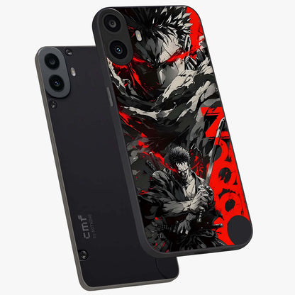 Demon Sword Resolve Glass Case displayed in angled mockup highlighting powerful demon sword illustration with dark fantasy aesthetic.