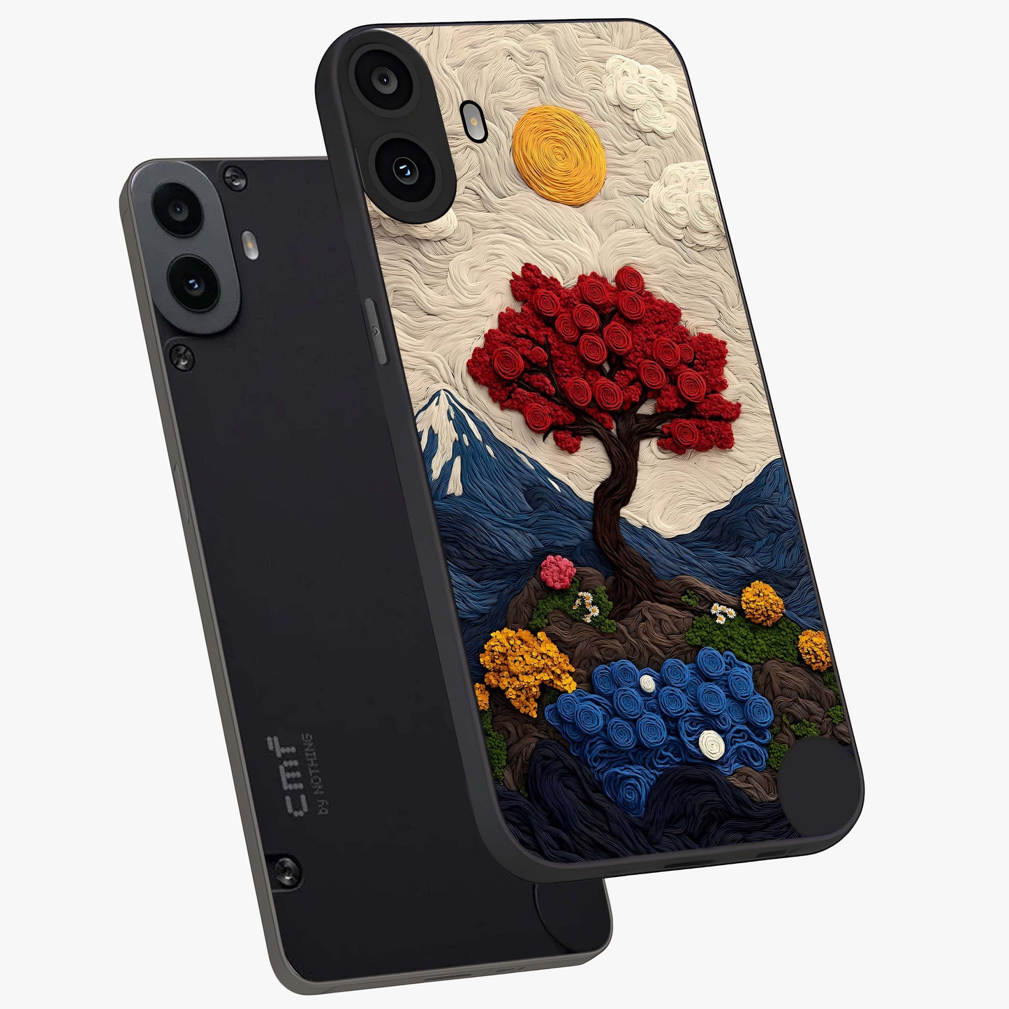 Eternal Nature Tapestry Glass Case displayed in angled mockup highlighting detailed botanical pattern with artistic aesthetic.