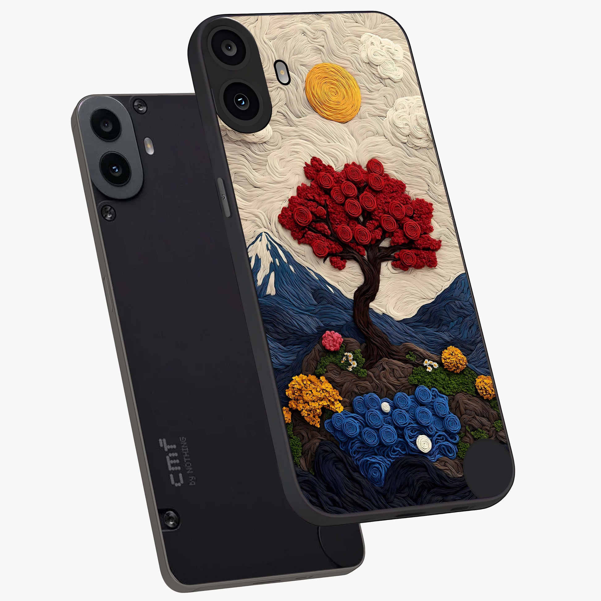 Eternal Nature Tapestry Glass Case displayed in angled mockup highlighting detailed botanical pattern with artistic aesthetic.