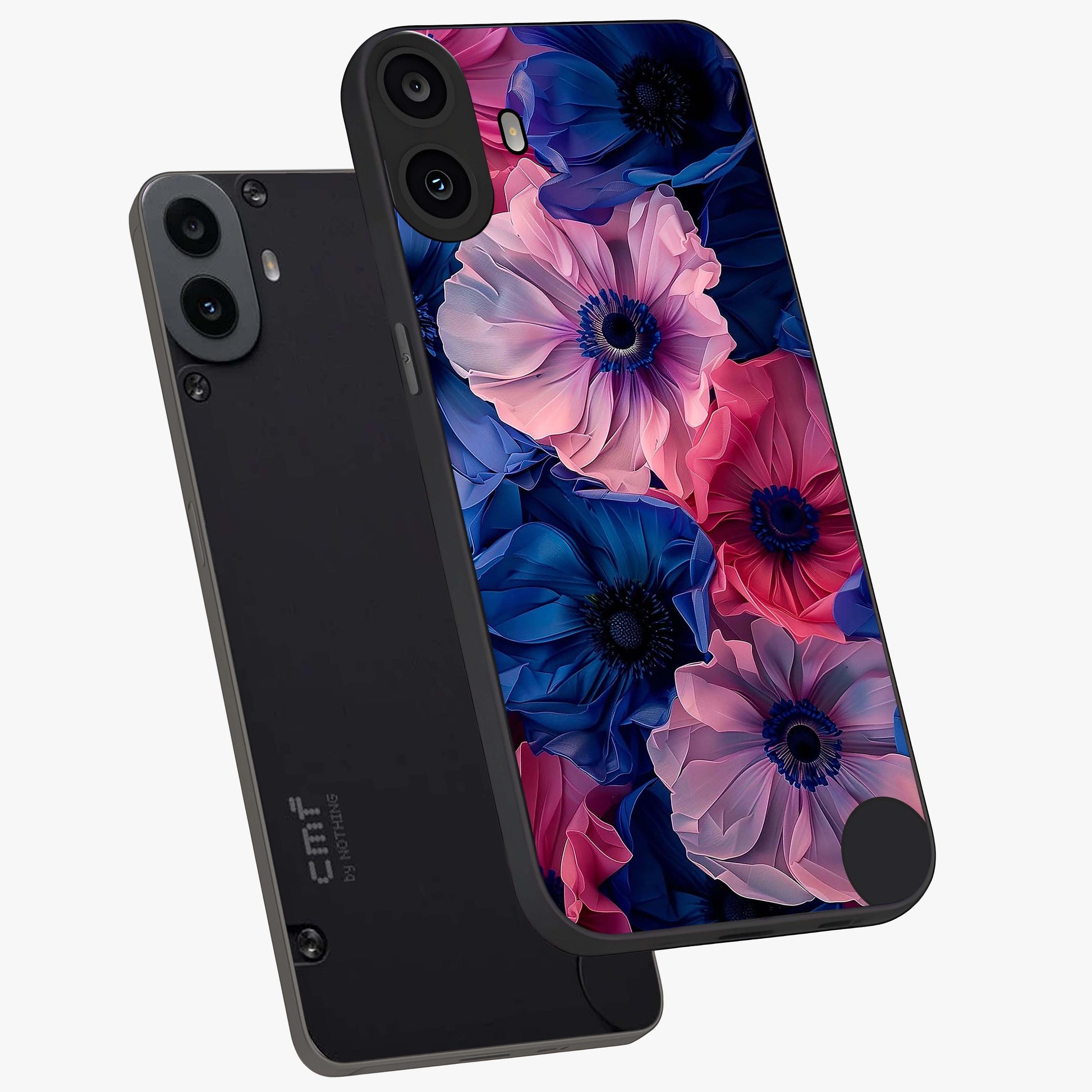 Flower Paper Art Pattern Glass Case displayed in angled mockup highlighting layered paper flower design with artistic aesthetic.