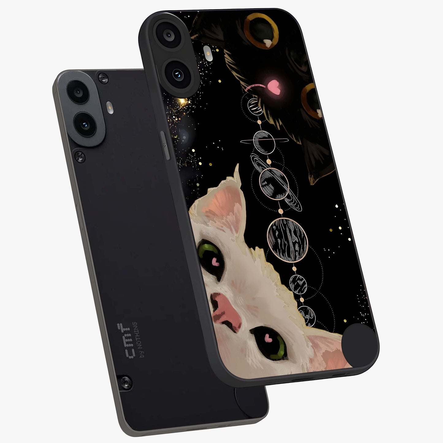 Galactic Cat Glass Case displayed in angled mockup highlighting celestial feline illustration with galaxy aesthetic style.