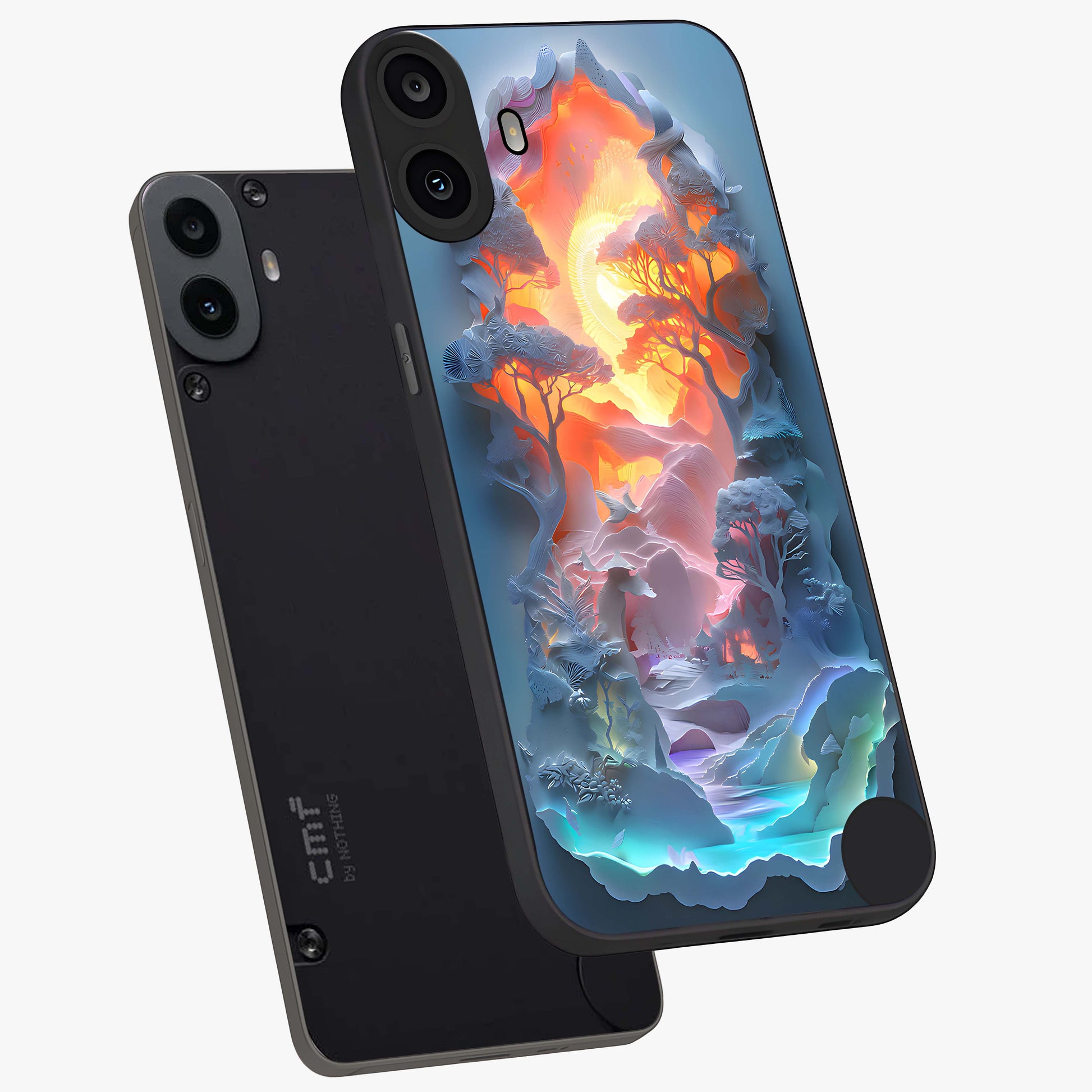 Glow Forest Portal Glass Case displayed in angled mockup highlighting mystical forest design with magical glowing aesthetic.