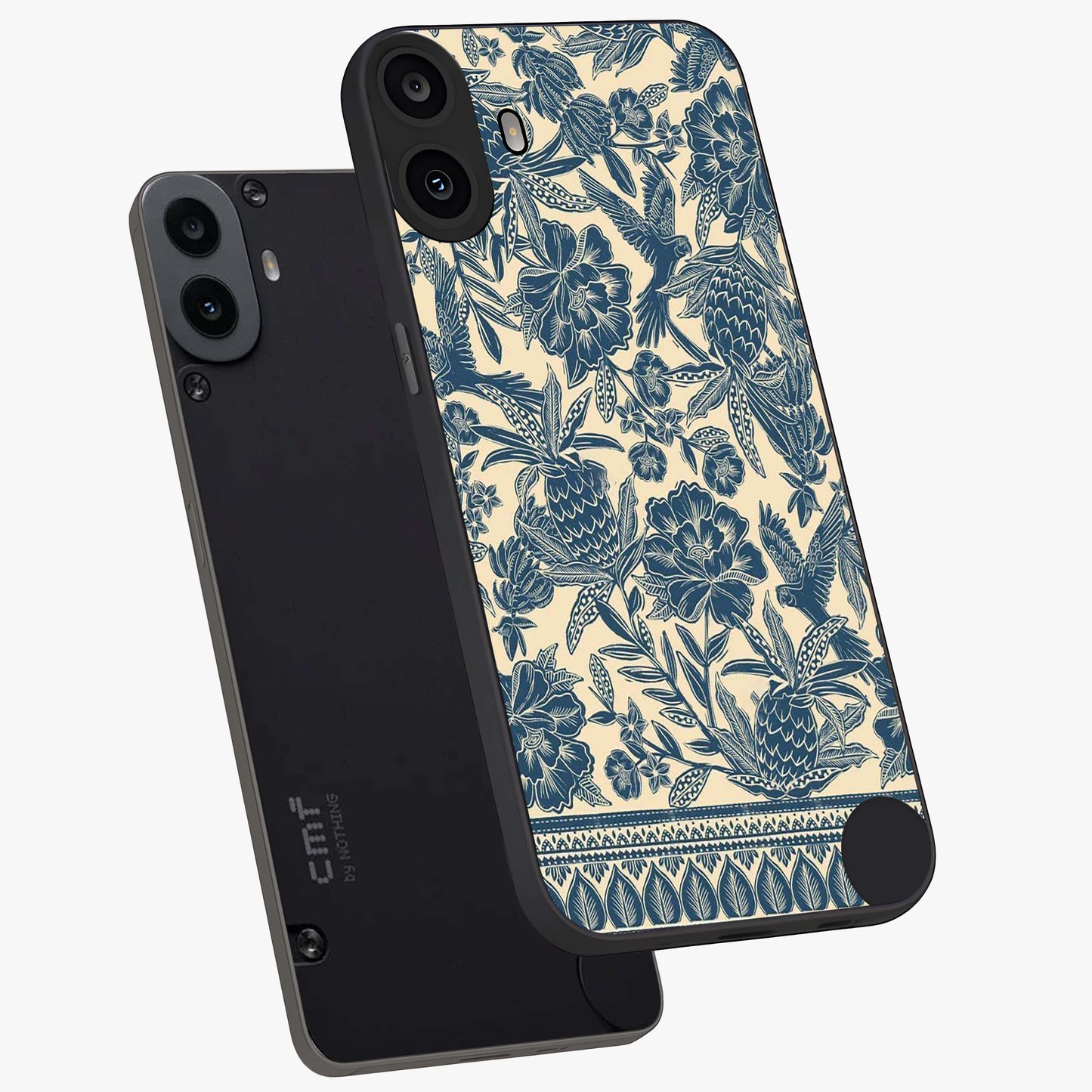 Heirloom Wild Bloom Glass Case displayed in angled mockup highlighting botanical bloom design with classic aesthetic style.