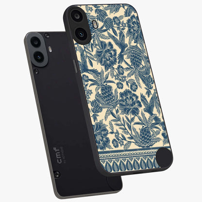 Heirloom Wild Bloom Glass Case displayed in angled mockup highlighting botanical bloom design with classic aesthetic style.