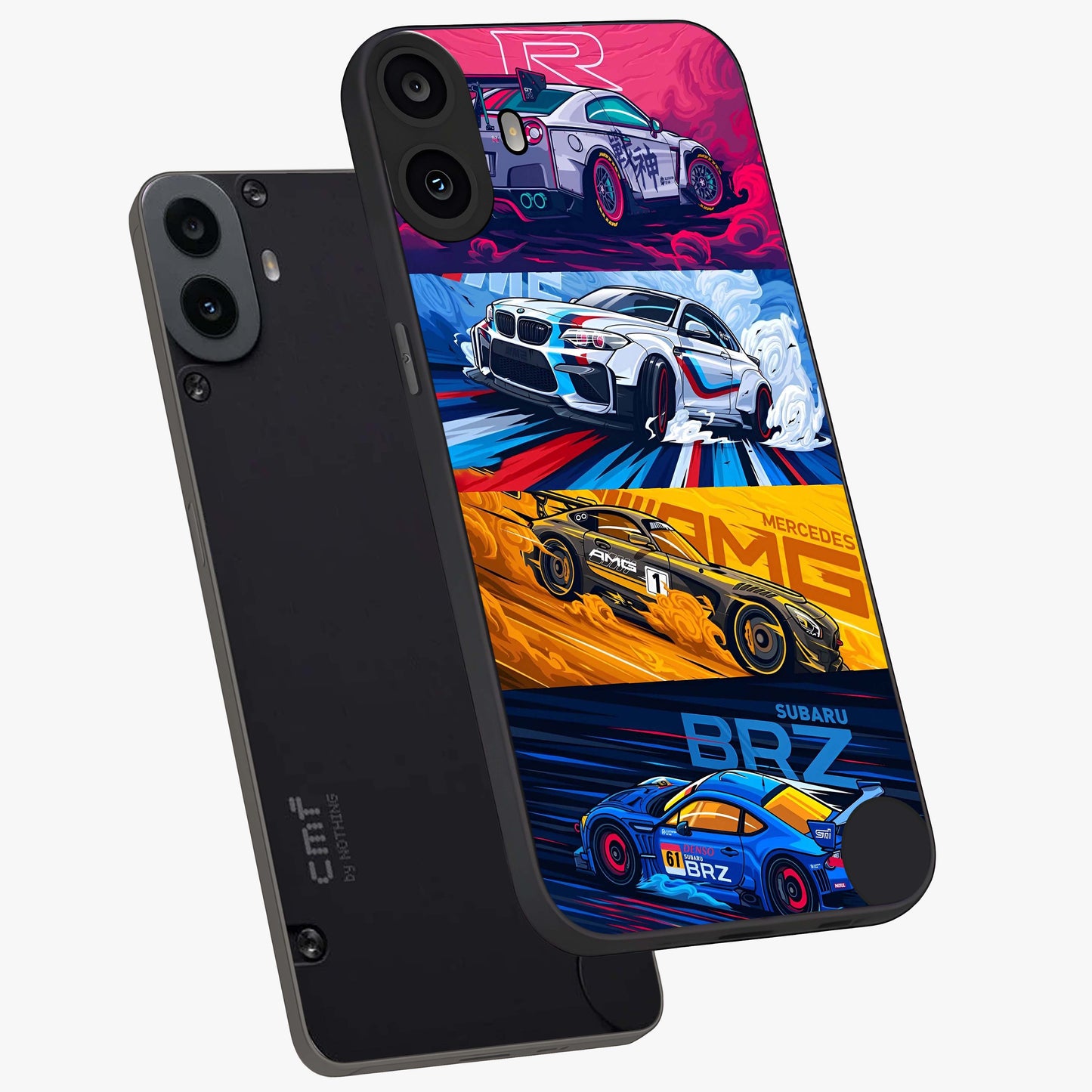JDM Sports Car Glass Case displayed in angled mockup highlighting sleek Japanese racing car design with automotive aesthetic.
