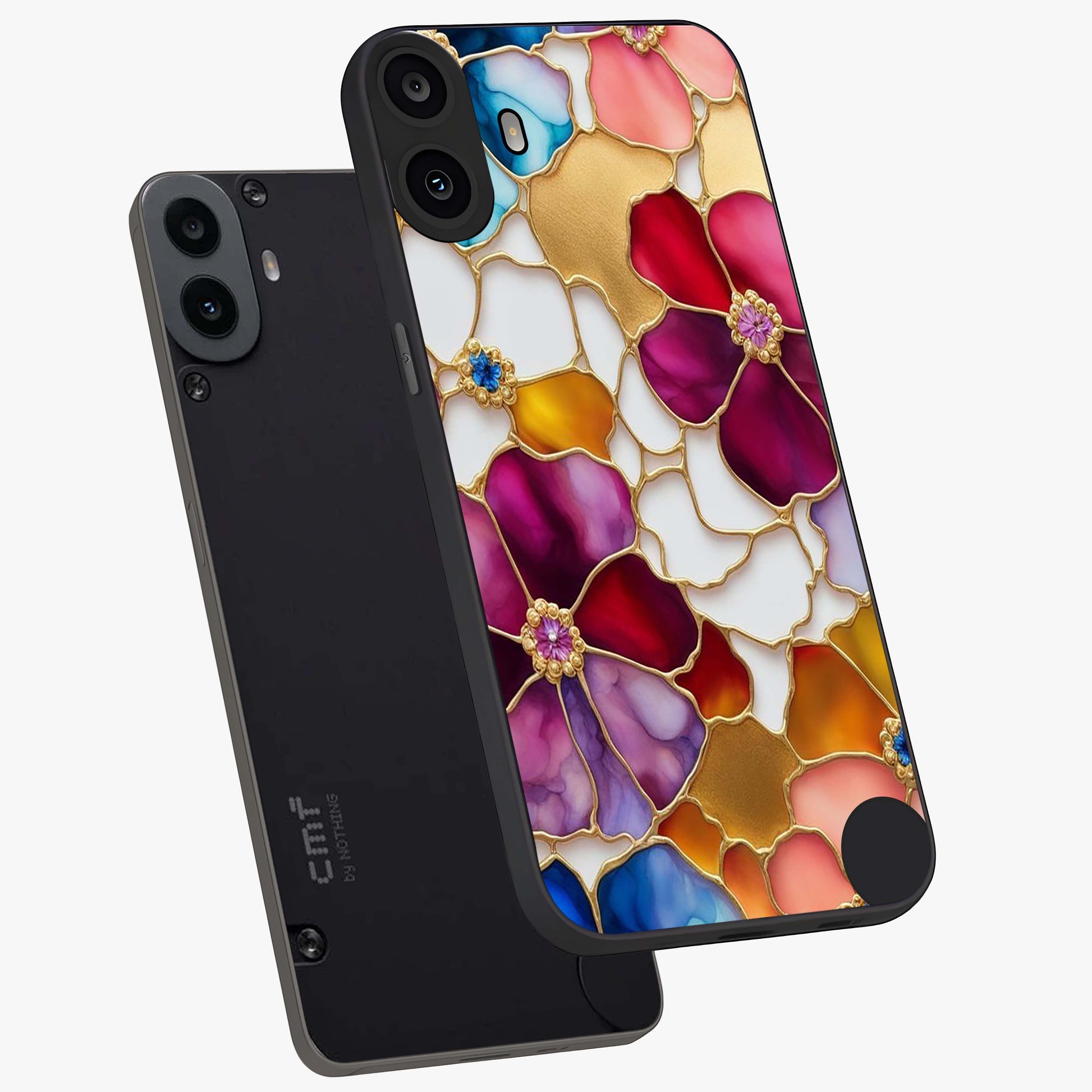 Marble Flower Pattern Glass Case displayed in angled mockup highlighting elegant marble floral design with modern aesthetic.