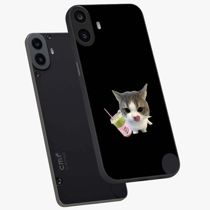Matcha Cat Style Glass Case displayed in angled mockup highlighting playful feline design with pastel matcha aesthetic.