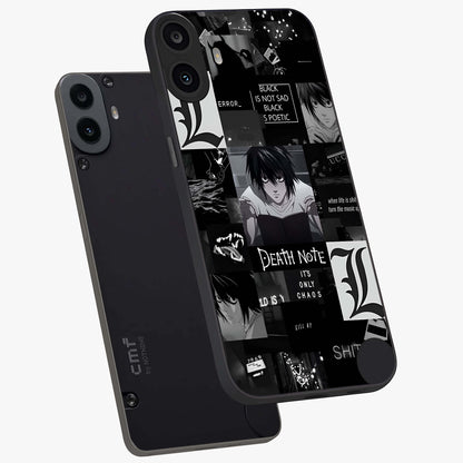 Midnight Chaos Mind Glass Case displayed in angled mockup highlighting chaotic artistic design with dramatic midnight aesthetic.