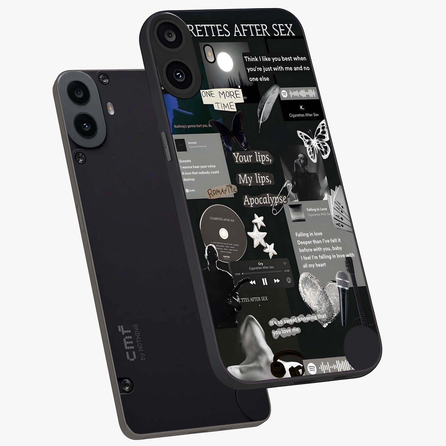 Midnight Love Echo Glass Case displayed in angled mockup highlighting elegant love inspired design with deep aesthetic style.