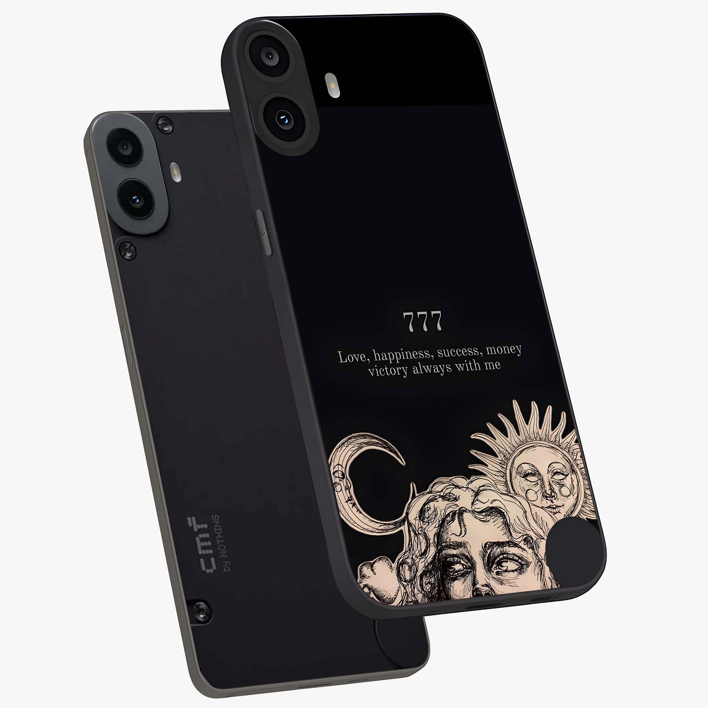 Mystic Victory Aura Glass Case displayed in angled mockup highlighting energetic aura design with bold mystical aesthetic.