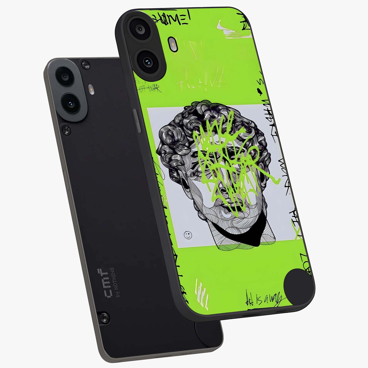 Neo Graffiti Rebellion Glass Case displayed in angled mockup highlighting urban street art design with rebellious aesthetic.