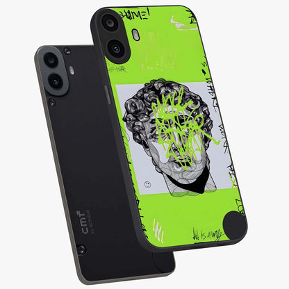 Neo Graffiti Rebellion Glass Case displayed in angled mockup highlighting urban street art design with rebellious aesthetic.