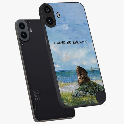 Peace Beyond War Glass Case displayed in angled mockup highlighting meaningful message design with artistic aesthetic style.