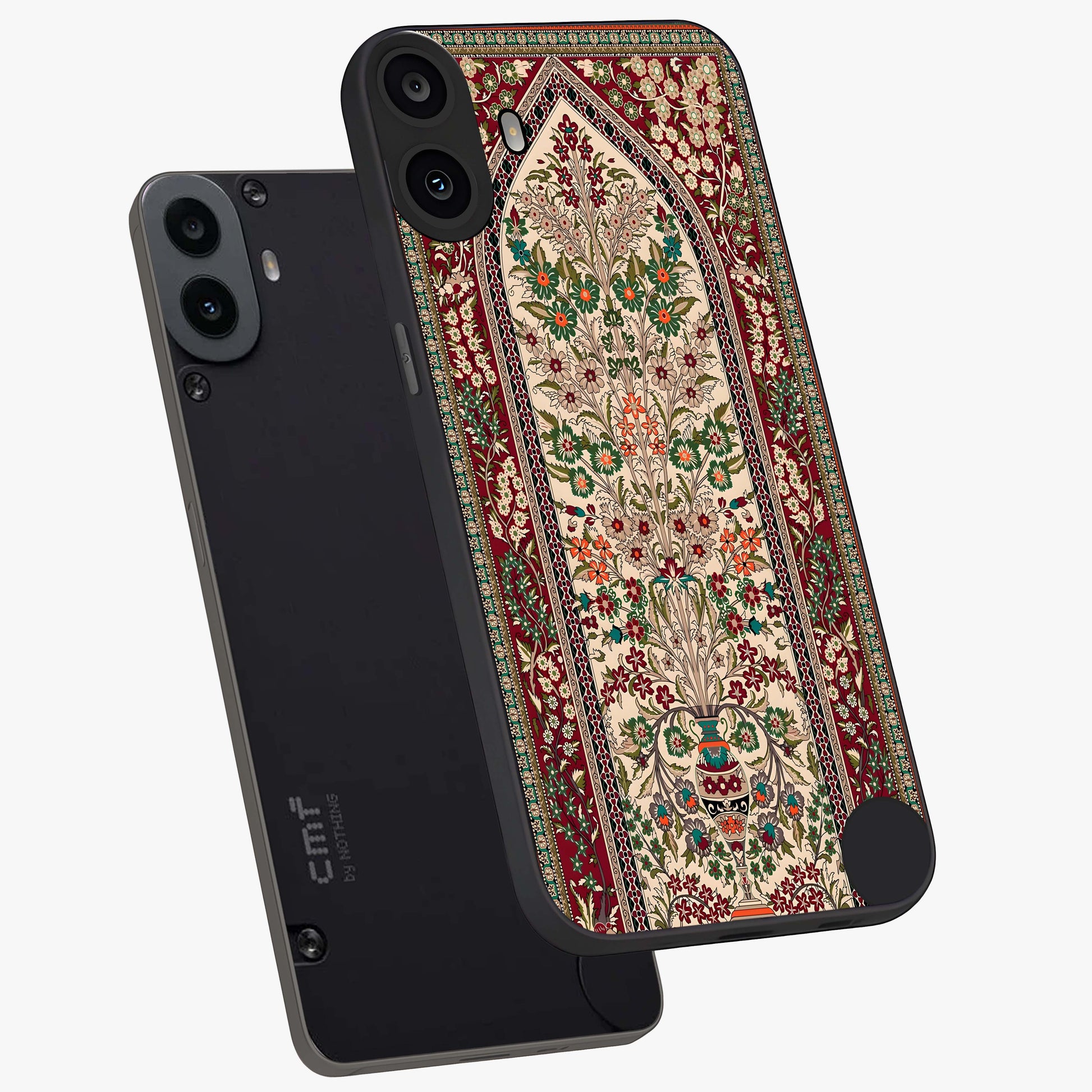 Persian Inspired Glass Case displayed in angled mockup highlighting intricate traditional design with elegant cultural aesthetic.