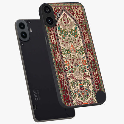 Persian Inspired Glass Case displayed in angled mockup highlighting intricate traditional design with elegant cultural aesthetic.