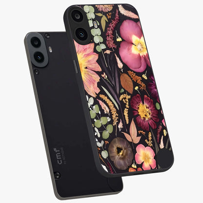 Petal Dream Tapestry Glass Case displayed in angled mockup highlighting decorative petal pattern with elegant botanical aesthetic.