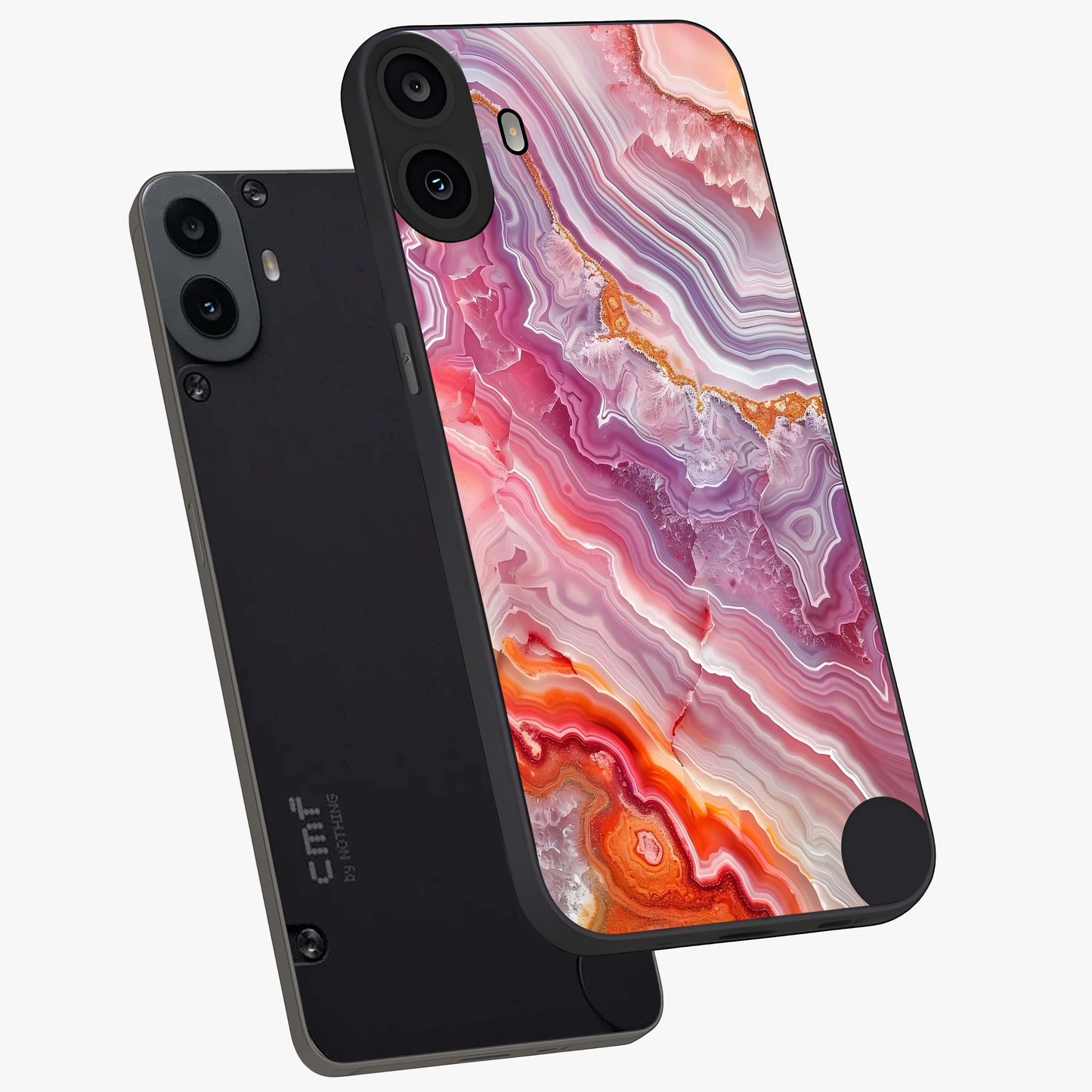 Rose Quartz Marble Glass Case displayed in angled mockup highlighting elegant marble pattern with soft aesthetic style.