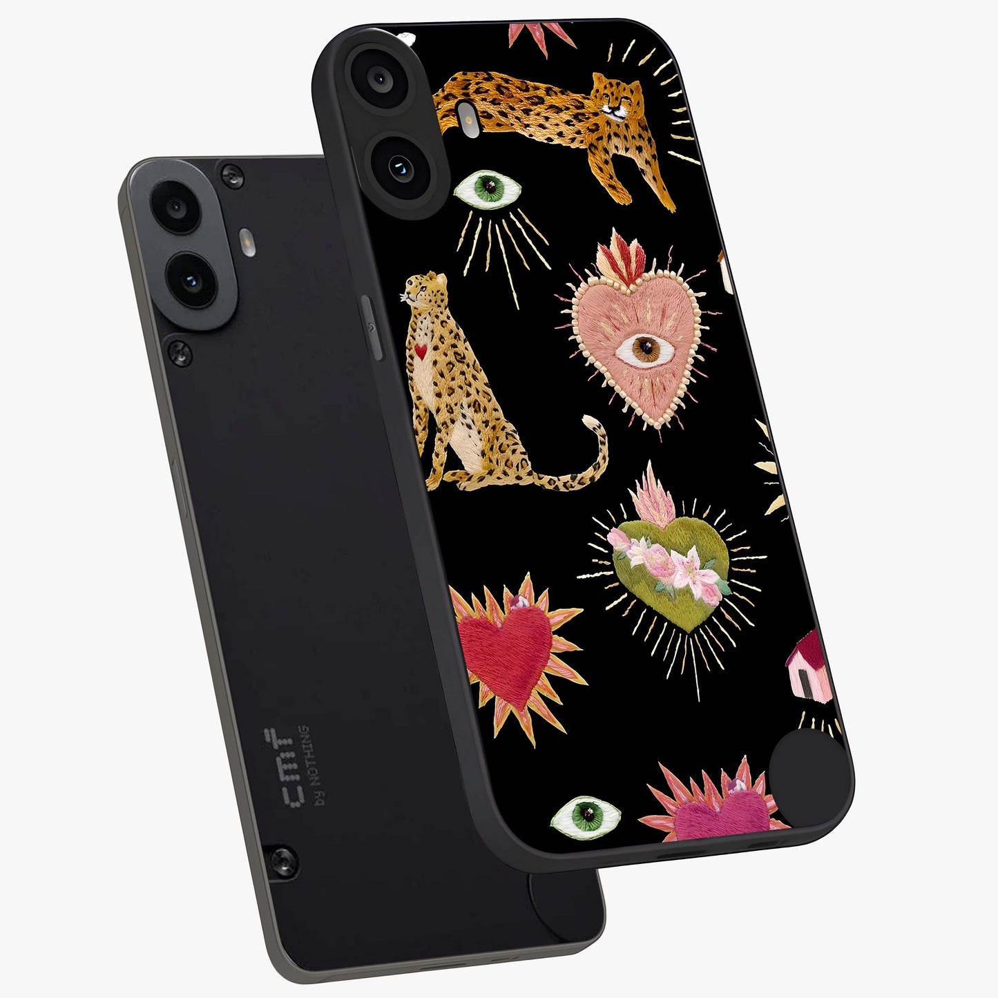 Sacred Jungle Heart Glass Case displayed in angled mockup highlighting lush tropical design with natural aesthetic style.