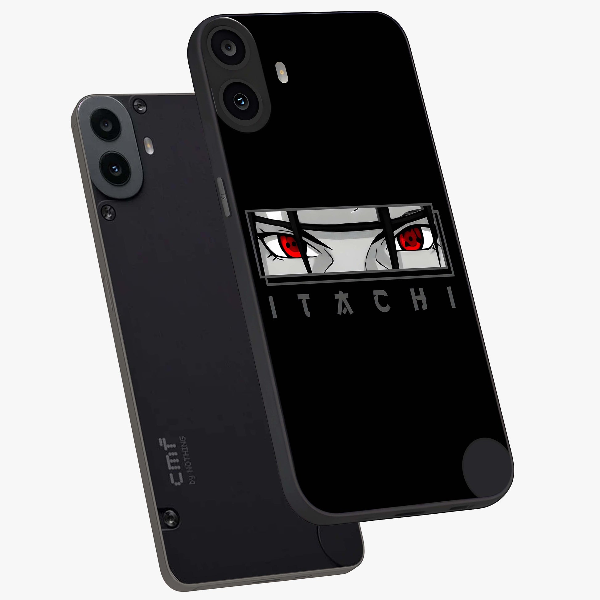 Scarlet Gaze Dominance Glass Case displayed in angled mockup highlighting intense visual design with bold scarlet aesthetic.