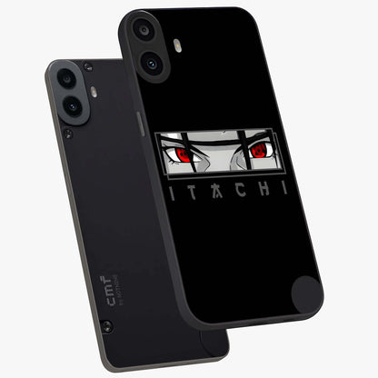 Scarlet Gaze Dominance Glass Case displayed in angled mockup highlighting intense visual design with bold scarlet aesthetic.